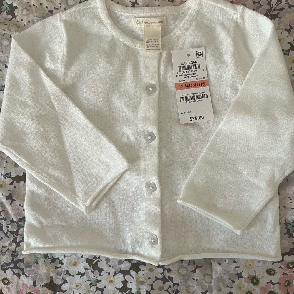 First impressions white cardigan 12 months